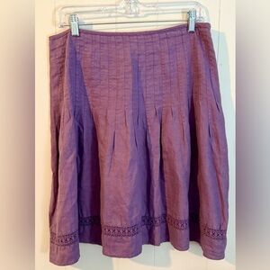 Boden‎ Skirt Womens Size 8R Purple Linen Ruffled Cut Out Cottagecore Boho A-Line